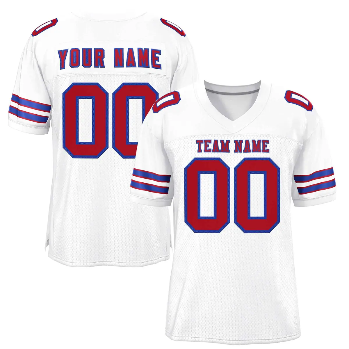 White Red-Royal Classic Style Authentic Football Jersey
