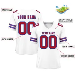 White Red-Royal Classic Style Authentic Football Jersey 2