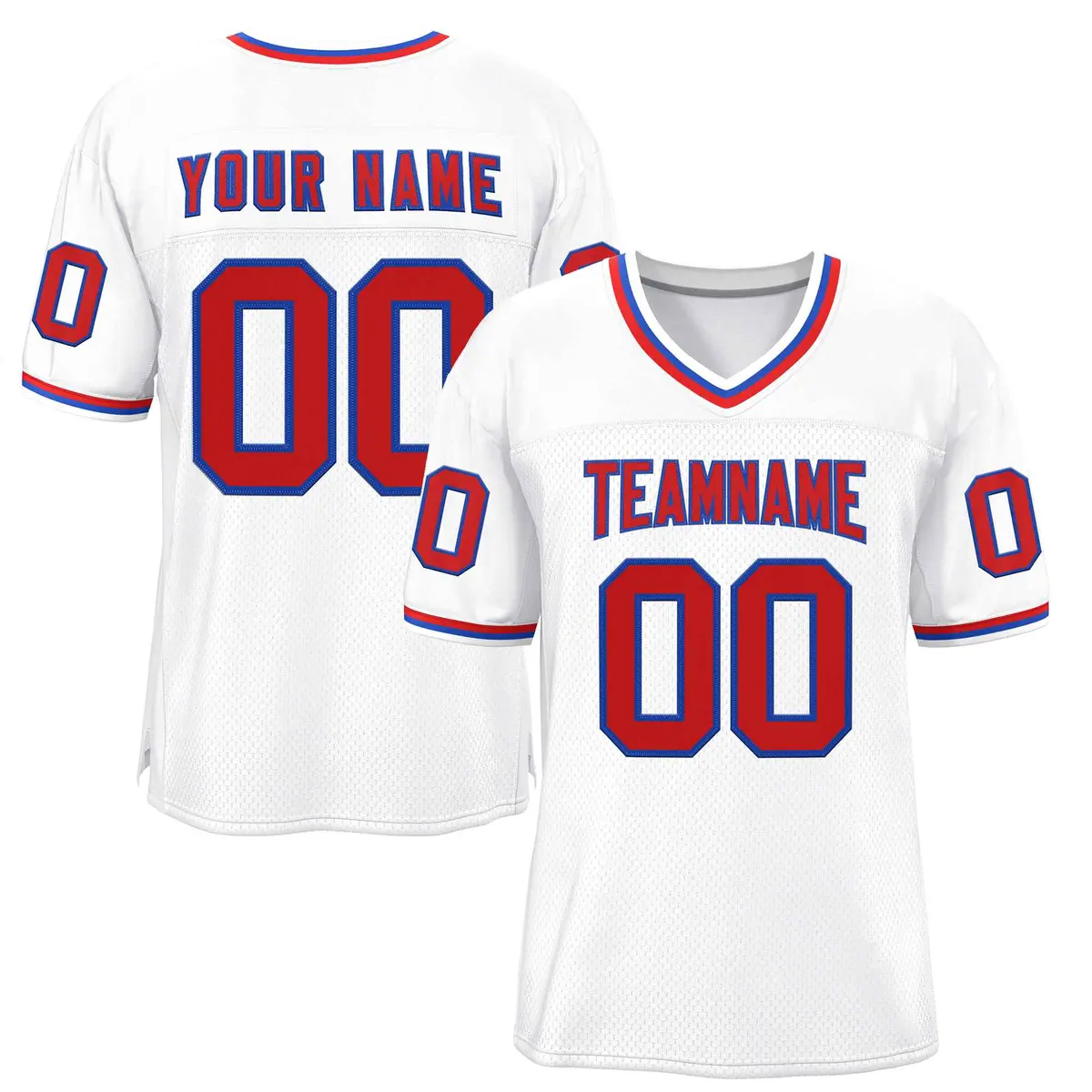 White Red-Royal Classic Style Authentic Football Jersey