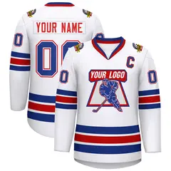 White Red-Royal Classic Style Hockey Jersey