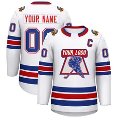 White Red-Royal Classic Style Hockey Jersey