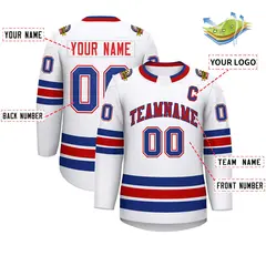 White Red-Royal Classic Style Hockey Jersey 2