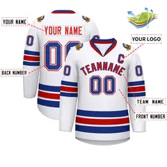 White Red-Royal Classic Style Hockey Jersey 2