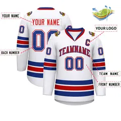 White Red-Royal Classic Style Hockey Jersey 2