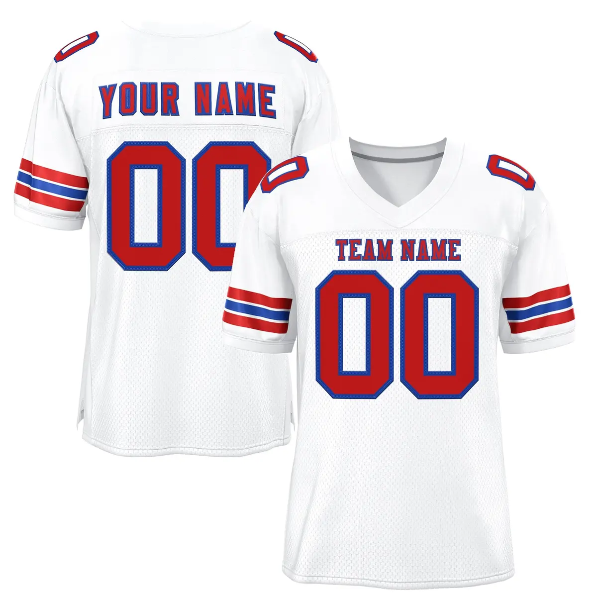 White Red-Royal Classic Style Mesh Authentic Football Jersey