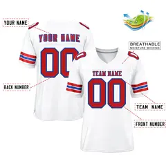 White Red-Royal Classic Style Mesh Authentic Football Jersey 2