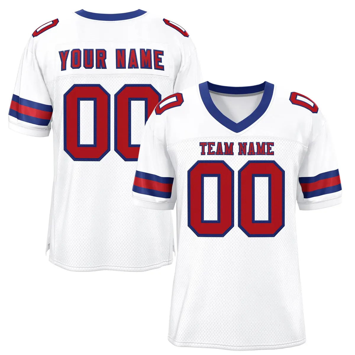 White Red-Royal Classic Style Mesh Authentic Football Jersey