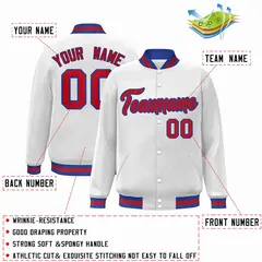 White Red-Royal Classic Varsity Full-Snap Letterman Jacket 2