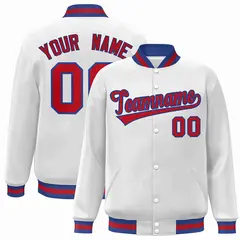 White Red-Royal Classic Varsity Full-Snap Letterman Jacket 1