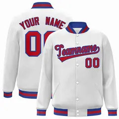 White Red-Royal Classic Varsity Full-Snap Letterman Jacket 1