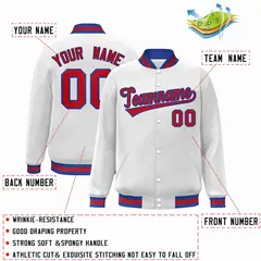 White Red-Royal Classic Varsity Full-Snap Letterman Jacket 2