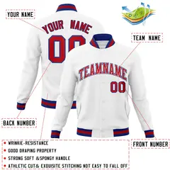 White Red-Royal Classic Varsity Full-Snap Letterman Jacket 4
