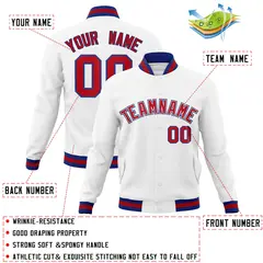 White Red-Royal Classic Varsity Full-Snap Letterman Jacket 4