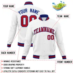 White Red-Royal Classic Varsity Full-Snap Letterman Jacket 4