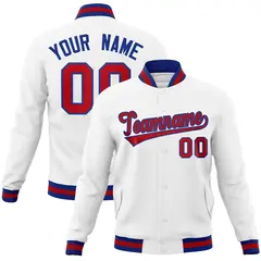 White Red-Royal Classic Varsity Full-Snap Letterman Jacket 1