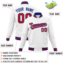 White Red-Royal Classic Varsity Full-Snap Letterman Jacket 4