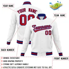 White Red-Royal Classic Varsity Full-Snap Letterman Jacket 4