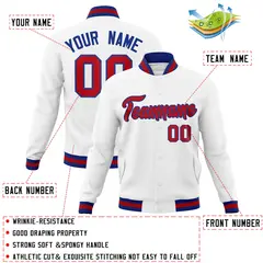 White Red-Royal Classic Varsity Full-Snap Letterman Jacket 4