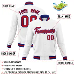White Red-Royal Classic Varsity Full-Snap Letterman Jacket 4