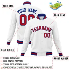 White Red-Royal Classic Varsity Full-Snap Letterman Jacket 4