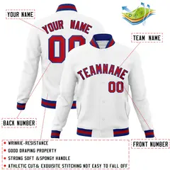 White Red-Royal Classic Varsity Full-Snap Letterman Jacket 4