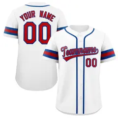 White Red-Royal Full-Button Classic Baseball Jersey