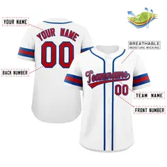 White Red-Royal Full-Button Classic Baseball Jersey 2