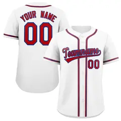 White Red-Royal Full-Button Classic Baseball Jersey