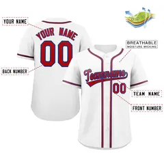 White Red-Royal Full-Button Classic Baseball Jersey 2