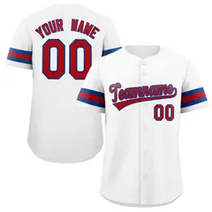 White Red-Royal Full-Button Classic Baseball Jersey