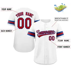 White Red-Royal Full-Button Classic Baseball Jersey 2