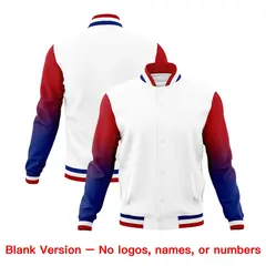 White Red Royal Gradient Raglan Varsity Letterman Jacket 7