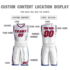 White Red-Royal Graffiti Claw Element Sets Basketball Jersey 3