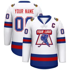 White Red-Royal Lace-Up Neck Hockey Jersey