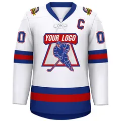 White Red-Royal Lace-Up Neck Hockey Jersey 3