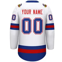 White Red-Royal Lace-Up Neck Hockey Jersey 4