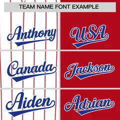 White Red Royal Pinstripe Raglan Baseball Jersey 3
