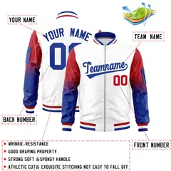 White Red-Royal Raglan Gradient Full-Zip Varsity Letterman Bomber Jacket 2