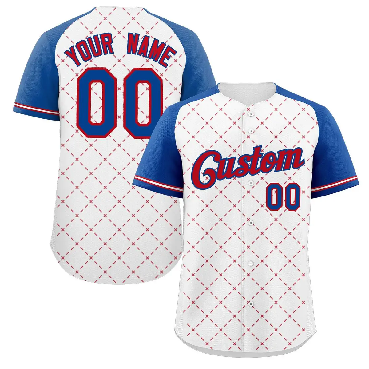 White Red-Royal Rhombus Authentic Baseball Jersey