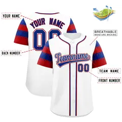 White Red Royal Sleeve Flag Lace Baseball Jersey 2
