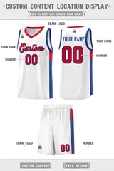 White Red-Royal Two-Tone Classic Basketball Jersey 2