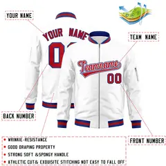 White Red-Royal Varsity Full-Zip Letterman Bomber Jacket 2
