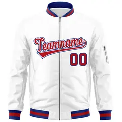 White Red-Royal Varsity Full-Zip Letterman Bomber Jacket 3