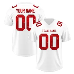 White Red Sequin Lettering Moisture-Wicking Football Jersey 1