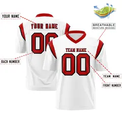 White Red Shoulder Cut Two-Tone Flag Football Jersey 2