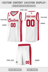 White Red Side Splash Sports Uniform Basketball Jersey 2