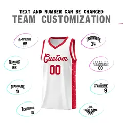 White Red Side Splash Sports Uniform Basketball Jersey 4