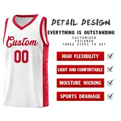 White Red Side Splash Sports Uniform Basketball Jersey 5