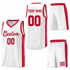 White Red Side Splash Sports Uniform Basketball Jersey 6