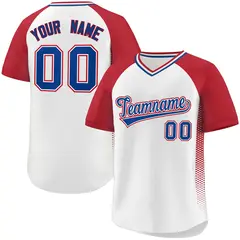 White Red Side Spot Raglan Sleeves Pullover Baseball Jersey